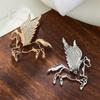 Fashion Rhinestones Alloy Horse With Wings Brooch Zodiac Pony Pins Women Men Clothing Accessory Suit Lapel Corsage New Year Gift