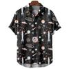 Men Clothing Hawaiian Vacation Beach Shirt Lapel Blouse Summer Casual Clothes Tops Chemise