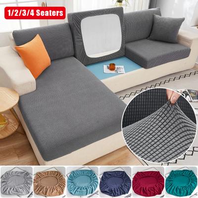 1 /2 /3 /4 Seat Jacquard Sofa Seat Cushion Cover Chair Cover Stretch Washable Removable Slipcover Polar Fleece Sofa Protector 1pcs