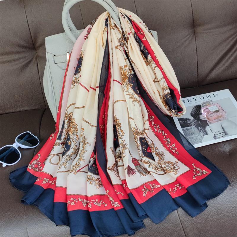 180*90cm muffler fashion Luxury Brand Scarf Women New Style Fashion Color Matching Print Silk Lady Popular Headcloth Beach Shawl