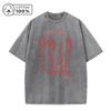 Mens Graffiti Text Print Washed TShirt Retro Distressed Summer Commute Pure Cotton Short Sleeve Casual Loose Street Style Top