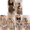 Satin Lingerie Set With Deep V Neck And Padded Sleeveless Nightgown For Home Use