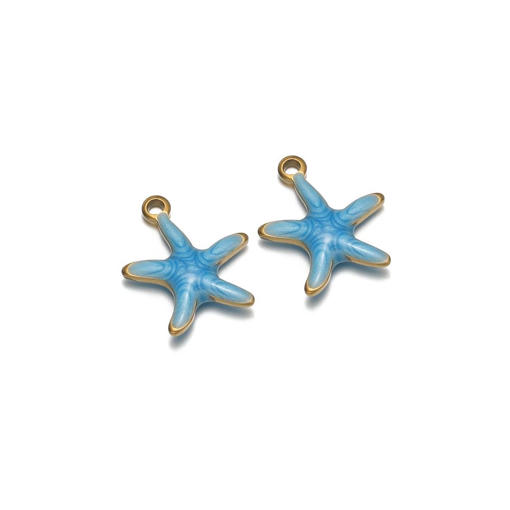 20pcs Stainless Steel Enamel Starfish Girls Bracelet Decoration Kids Summer Cute Necklace Charms DIY Jewelry Making Supplies