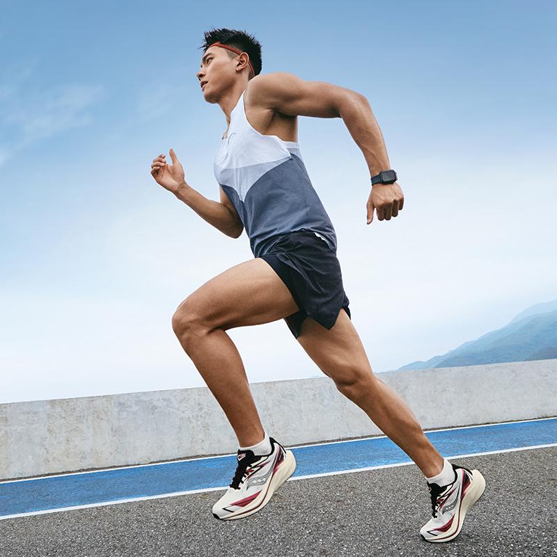 Saucony SS24 Logo Color Block Moisture-Wicking Lightweight Breathable Crew Neck Running Tank Top Men Tops White Black Gray SC2249038A-PR38
