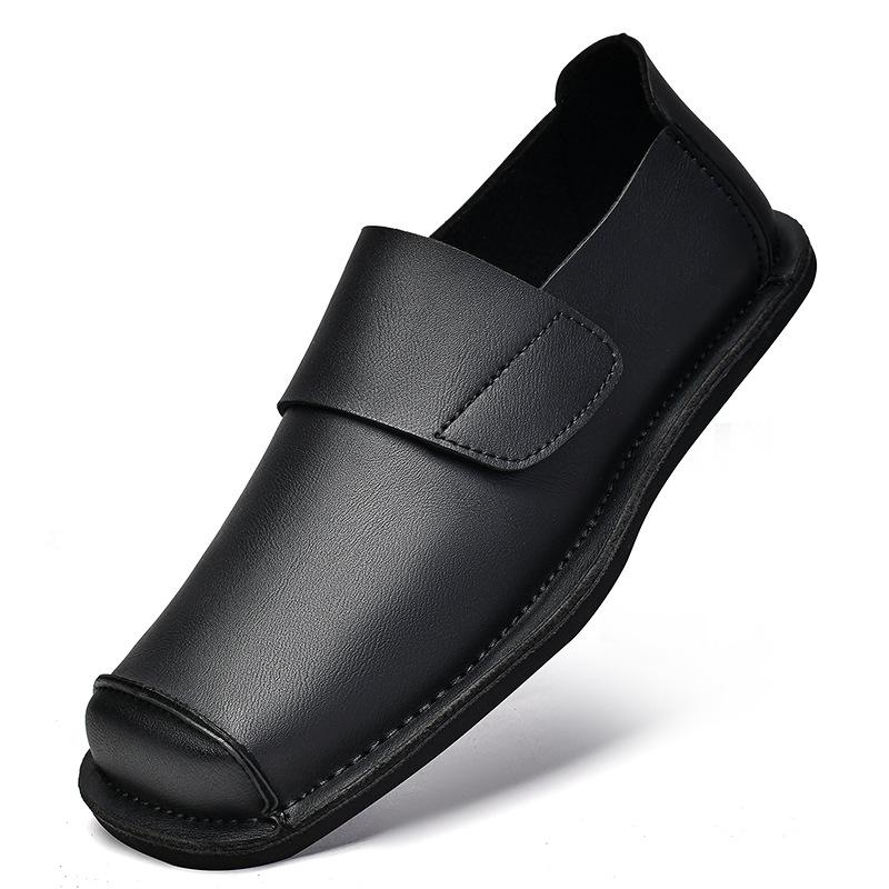 Chaussures pour hommes grande taille Velcro chaussures décontractées en cuir pour hommes 45 commerce extérieur noir chaussures mocassins paresseux pour hommes