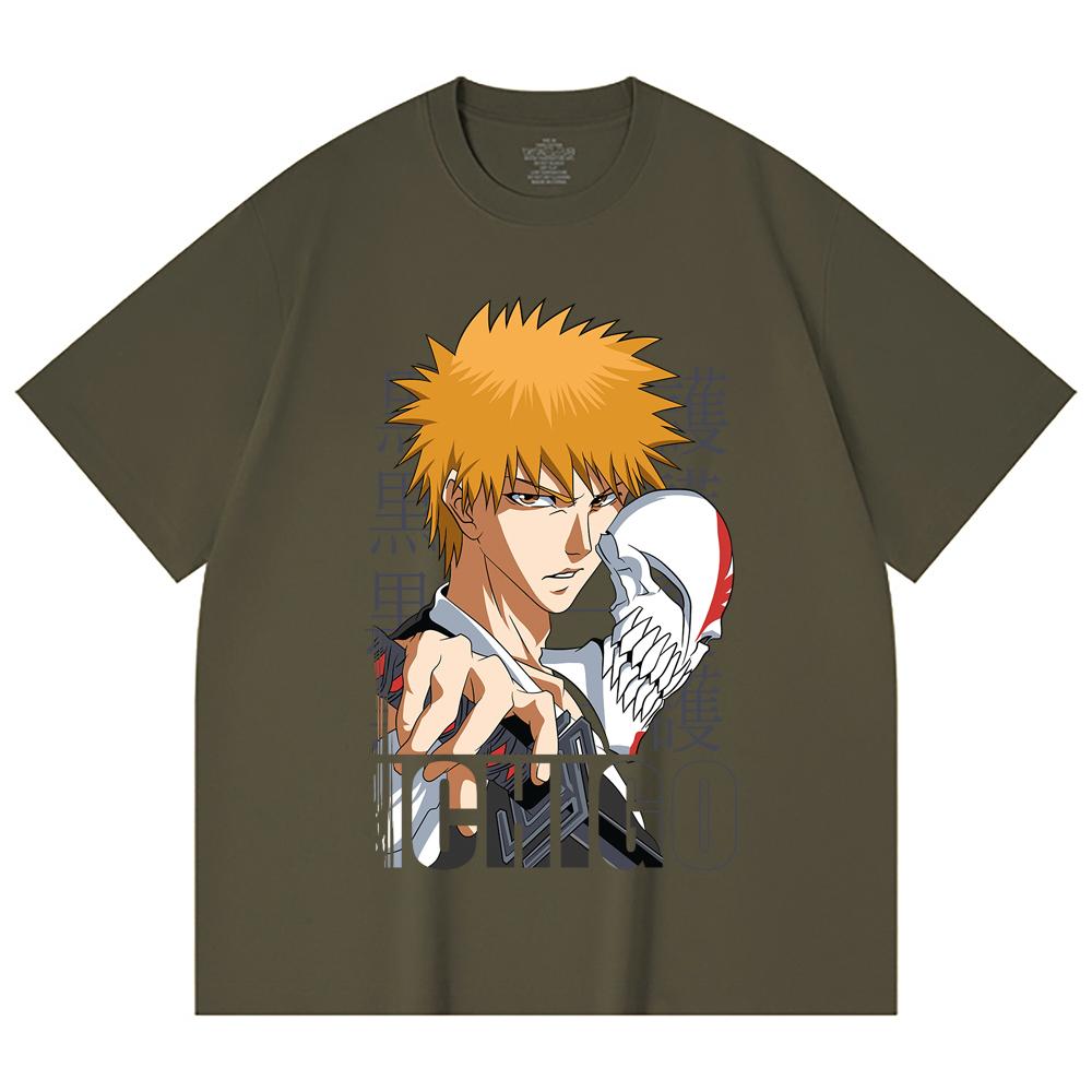 230 Gsm 100% Cotton Bleach V5 Ichigo Print Unisex Heavy Cotton T Shirt