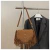 2026 Vintage Style Women Saddle Bag Fringe & Matte Texture Casual Shoulder Crossbody Bag