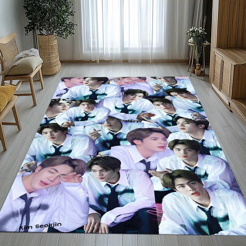 Kim Seok Jin Kpop B-BTS Living Room Non-Slip Area Rug Soft Carpet for Bedroom Kids Playroom Sofa,Home Decor Doormat Gift