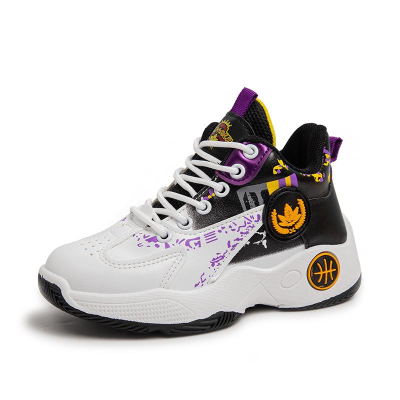 Boys basketball shoes children's soft-soled sports shoes 2025 spring and autumn new girls' running shoes medium and older boys' sneakers