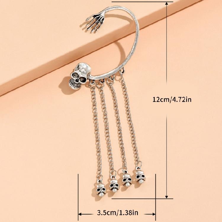 Fringed Skull Earrings Skull Tassels Ear Cuff Unisex Ear Cuff Skull Pendant Earring Ear Hangings Suitable for Any Outfit