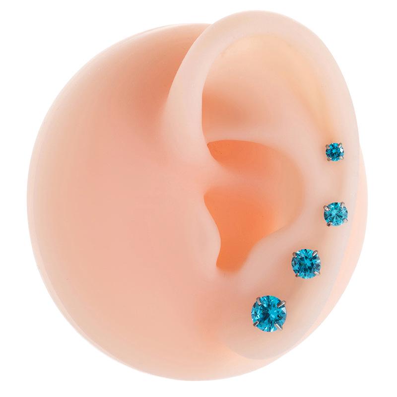 Henson Titanium Ear Cartilage Studs with Dopamine Colored Zircon Screw Disc Earrings