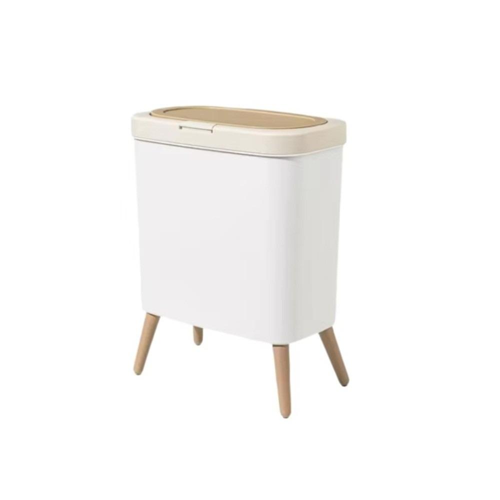 Large Capacity S/M/L Trash Can with Lid Press Type Waste Bin with Legs Narrow Plastic Trash Bin Kitchen Household Cleaning Tools