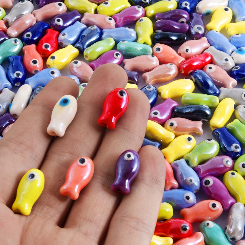 10pcs/Lot Sea Beach Conch Starfish Tropical Fish Bead Charms For Jewelry Making Supplies Ceramics Pendant DIY Bracelets Material