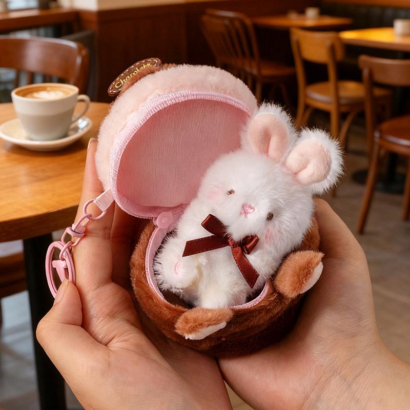 Simulated Chocolate Cake Plush Stuffed Toys Kawaii Cake Nest Doll Pendant Keychain Decoration Creative Gifts For Kids Friends