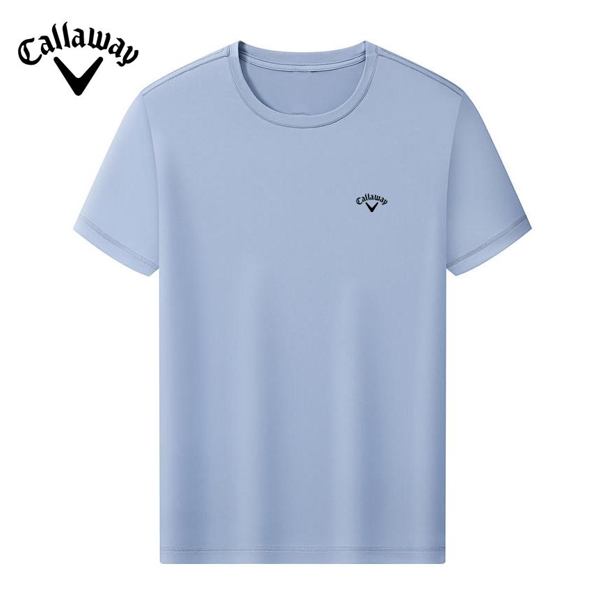 Callaway 2025 Summer Embroidery High-quality Golf Casual Sports Style Solid Color Round Neck Short Sleeved T-shirt