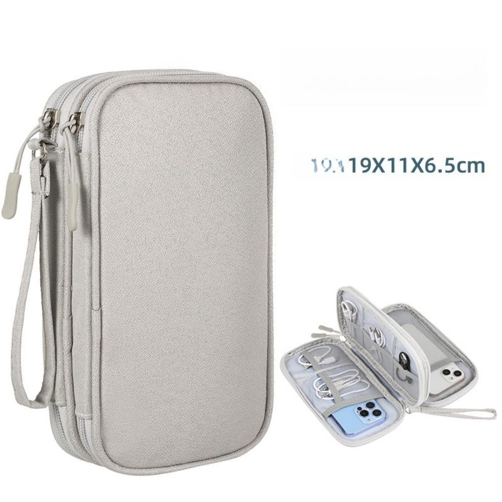 Double Layer Data Cable Storage Pouch Cross Border Hot Sale Travel Charger Organizer Handheld Compact Bag