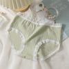 Cream Girl Underwear Sweet Lace Briefs Pure Cotton Skin Friendly Breathable Bag Hip High Elastic Mid Waist Underwear for Women Panties
