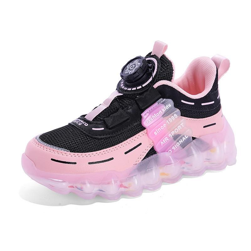 Kids Breathable Mesh Sneakers With Hook-and-Loop Closure Fall Running Casual Wear