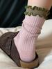 New Spring Autumn Korean Ins Socks Fashion Retro Sweet Color-blocking Lace Mid-Calf Socks Cute Slouch Stackable Socks for Women