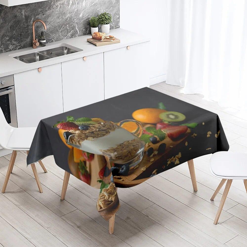 Fata de masa imprimata gourmet bucatarie restaurant decor masa si antifouling rezistenta la apa dreptunghiulara