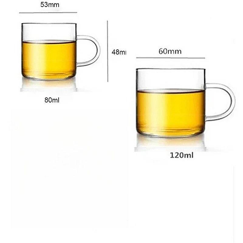 80ml/120ml Classic Tea Cup with Handle High End Transparent Drinking Glasses Household Kung Fu Tea Mug Home Kitchen Accessories