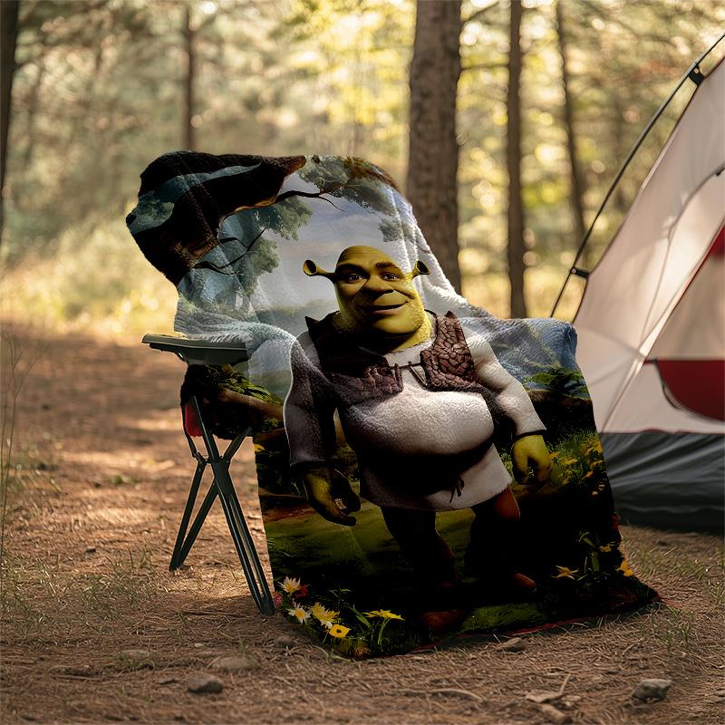 1pc Shrek2 Theme Blanket - Digital Print, Polyester, Cozy for All Seasons, Perfect for Outdoor, Camping, and Travel