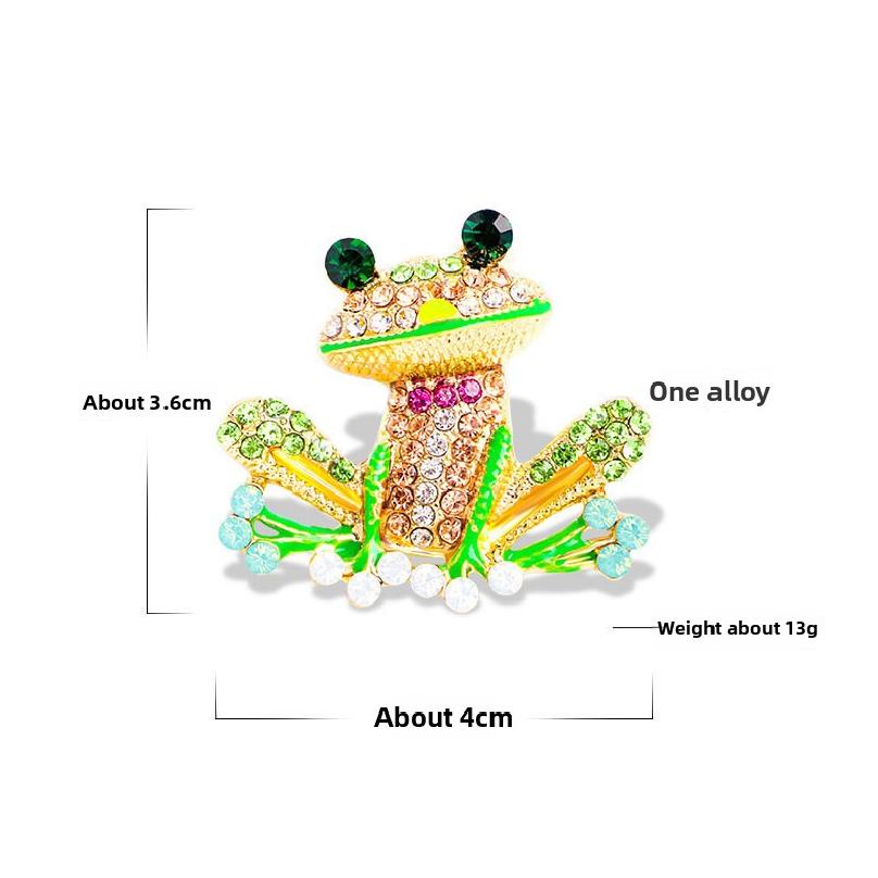 Ctue Rhinestone Frog Brooches for Women Luxury Lovely Vivid Animal Alloy Brooch Pin Trendy Men Suit Coat Gifts