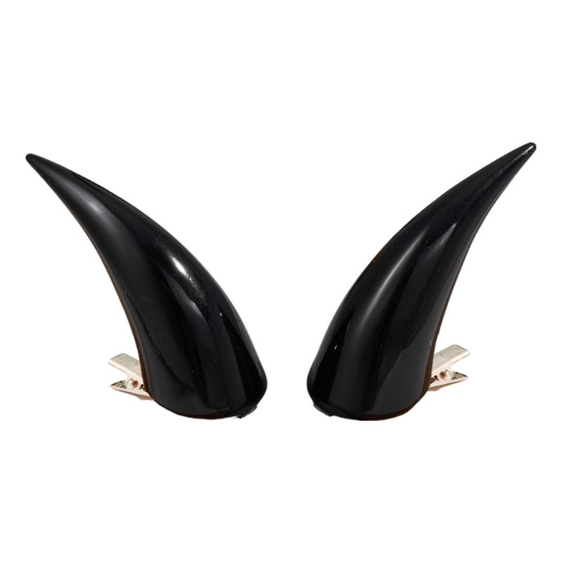 2PCS Devil Horn Hair Clip Set for Adult Kids Novelty Dark Series Horn Side Clip Party Stage Performances Costume Hairpin
