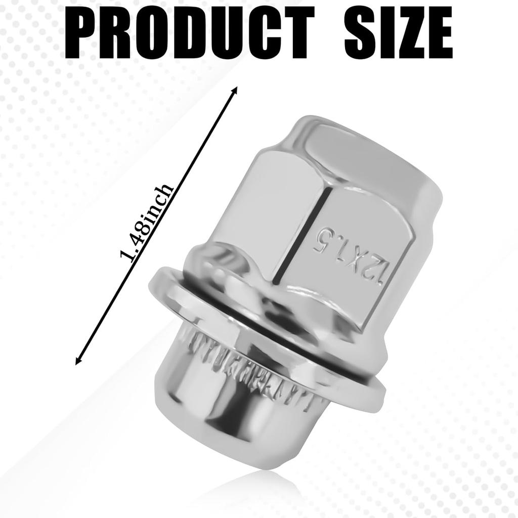 5PCS M12x1.5 Chrome Lug Nuts, Chrome Closed End Mag Style Lug Nuts with Washer Replaces OEM#90084-94001, Lug Nut Lock Set Compatible with Toyota