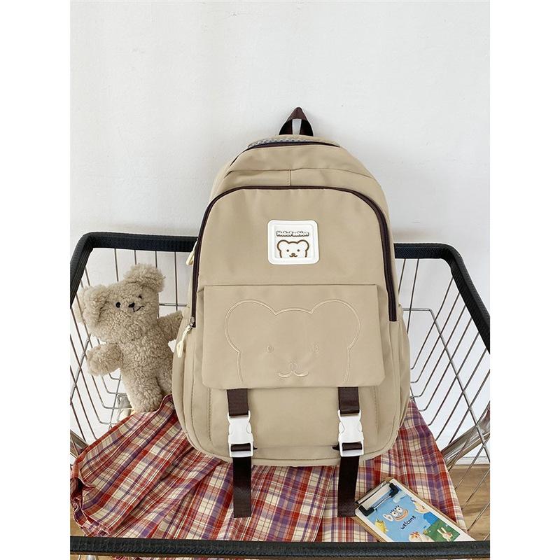 Schoolbag Korean version large capacity trend simple fashion cute bear middle and high school students durable backpack
