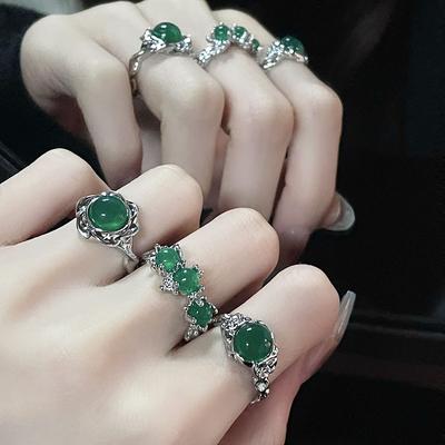 National Style Jade Advanced Sense Cold Wind French Irregular Opening Ring Personality Ring