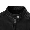 Womens PU Leather Biker Jacket With Stand Collar Slim Fit Zipper Front Casual Streetwear Coat