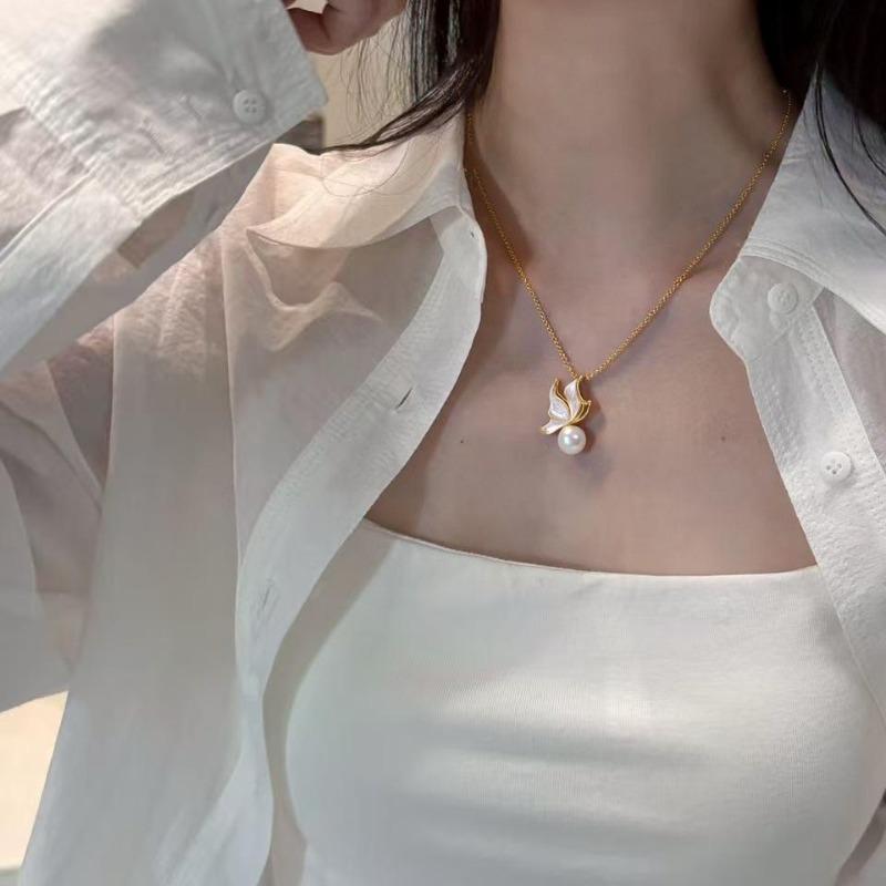 Zhuji Natur Süßwasserperlen Set - Damen mattierte Schmetterlingsperlen Ohrringe, 18 Karat Gold Filled & Anlaufgeschützt