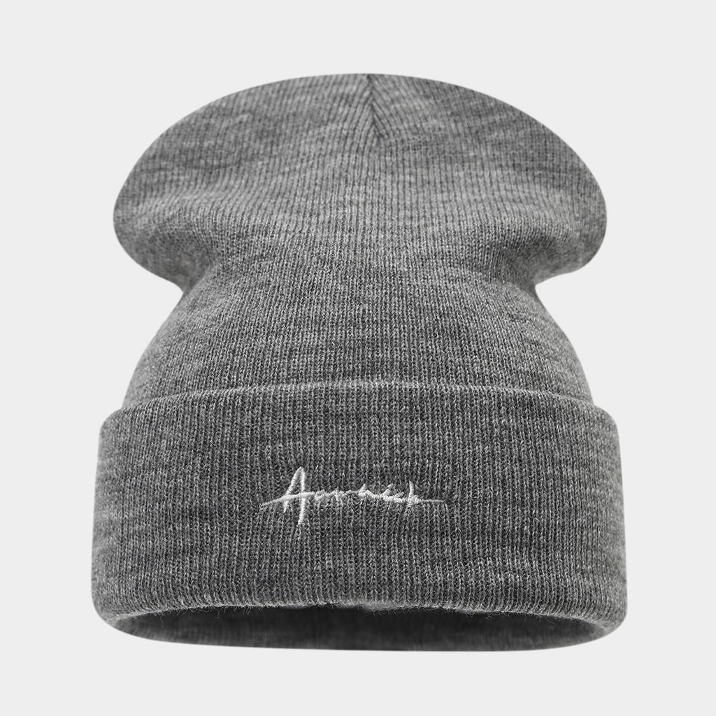 New autumn and winter personalized letter embroidery knitted hat Internet celebrity style men and women outdoor leisure sports warm wool hat