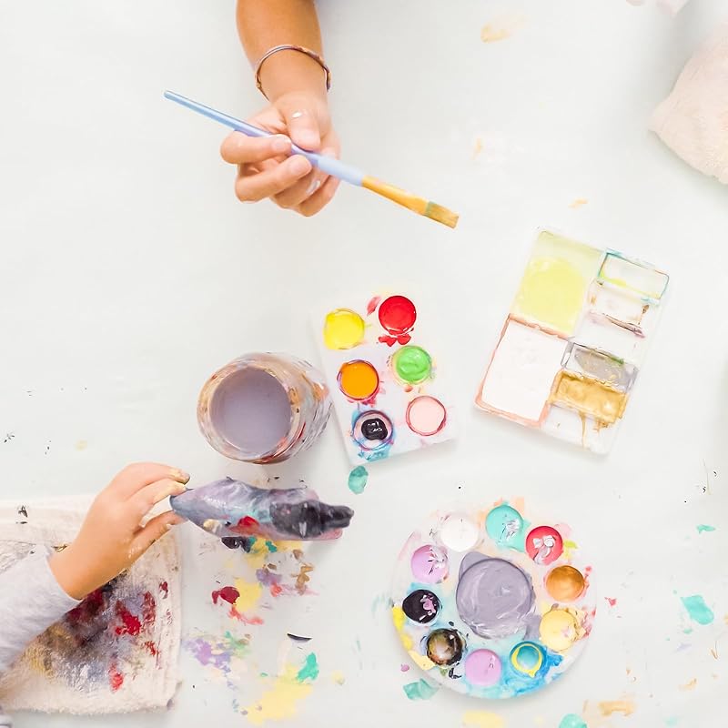 PATIKIL 10 wells paint tray palette 12 pieces paint pallet holder flower shape water chroma gouache painting art craft For DIY projects blue