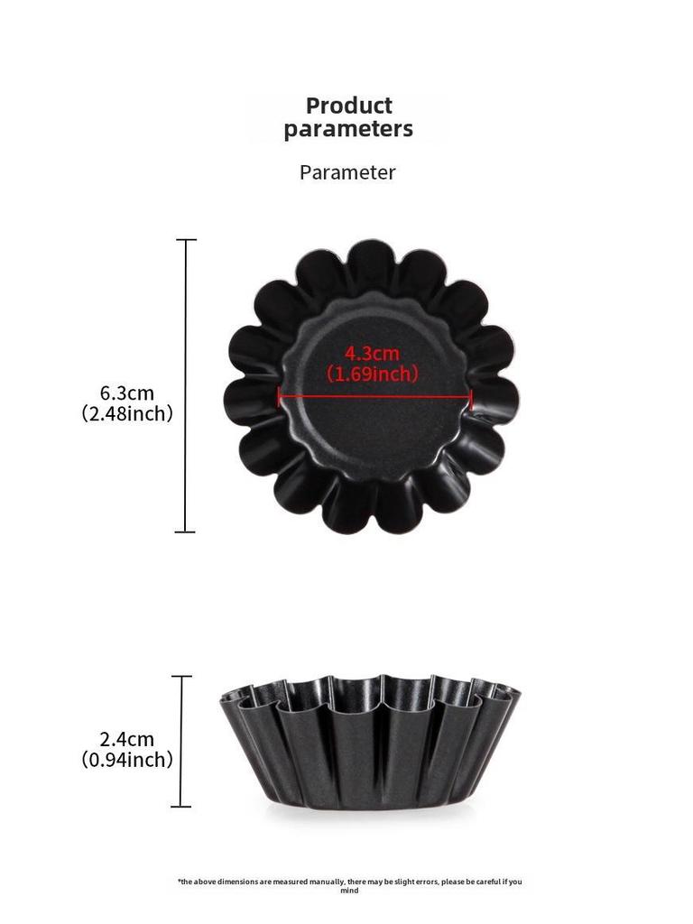 Xuechu 2.5" Non-stick Corrugated Egg Tart Molds, Set of 12, Round Bottom