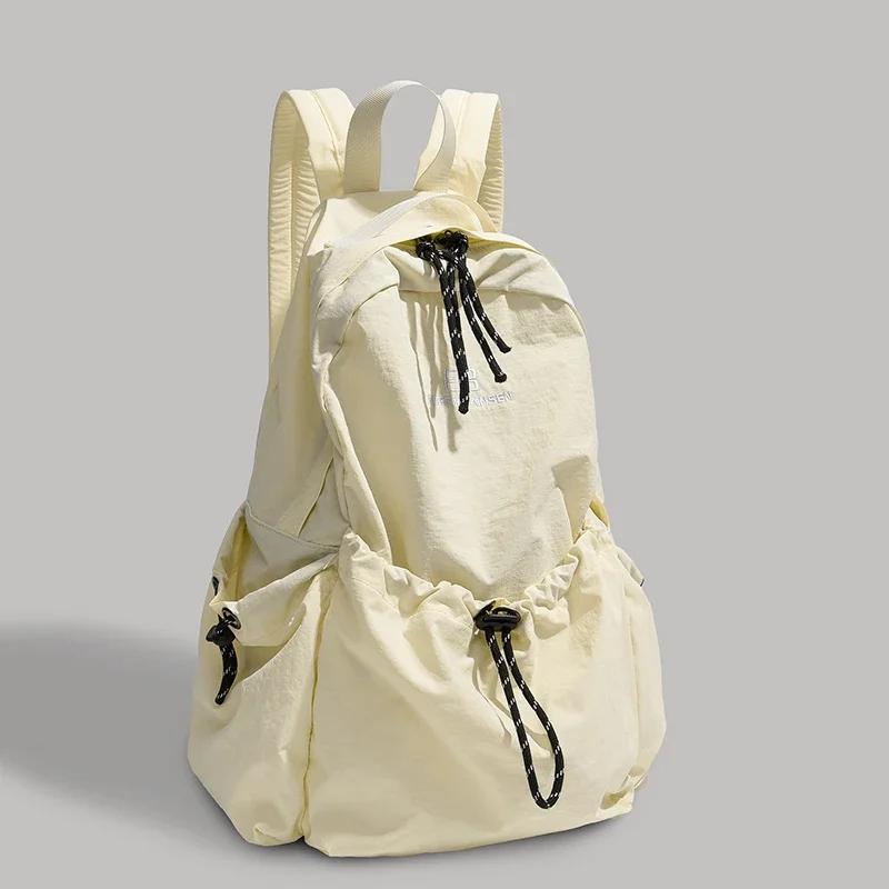 Solid Nylon Large Capacity Backpack 2026 Hot Selling Air Cushion Strap Soft Casual Backpack Soft Handle Outer Frame School Bags