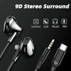 USB Typ C Kabelgebundenes Headset 9D HiFi Surround Stereo Mit Lautstärkeregelung Mikrofon 3,5mm Kabelgebundene Ohrhörer Für PC Laptop Smartphone