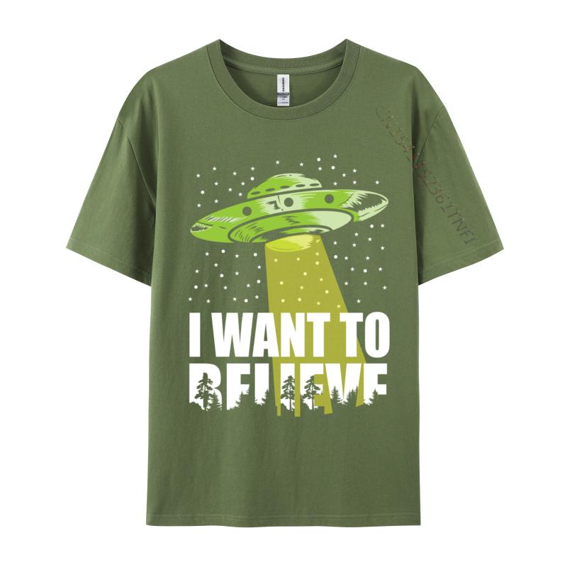 I Want To Believe Funny Extraterrestrial Alien Ufo Classic Tops Tees Latest Camisa Casual Cotton Unisex Tshirts Unique