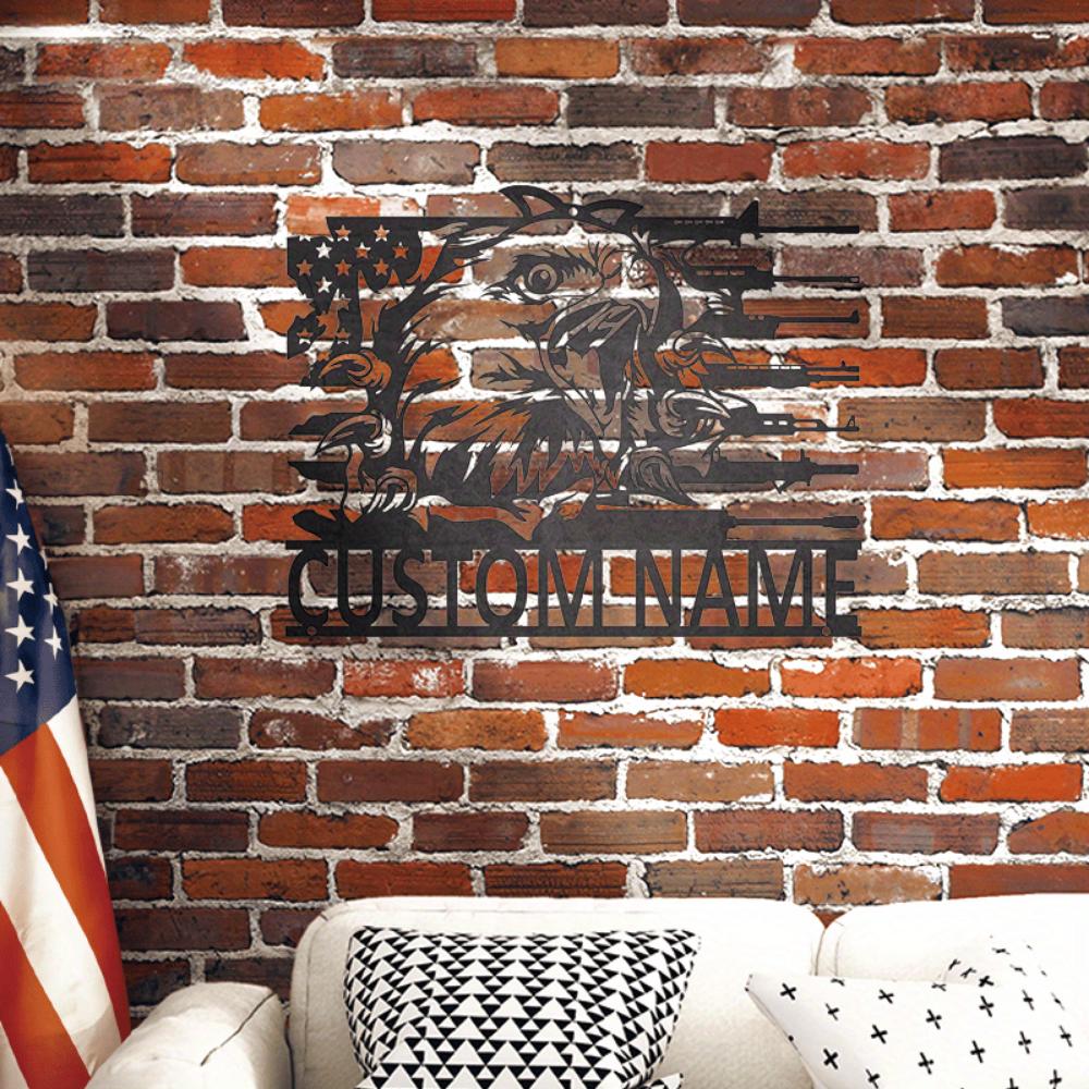 Customizable Name Metal Wall Art Military Patriotic Decor Living Room Gift