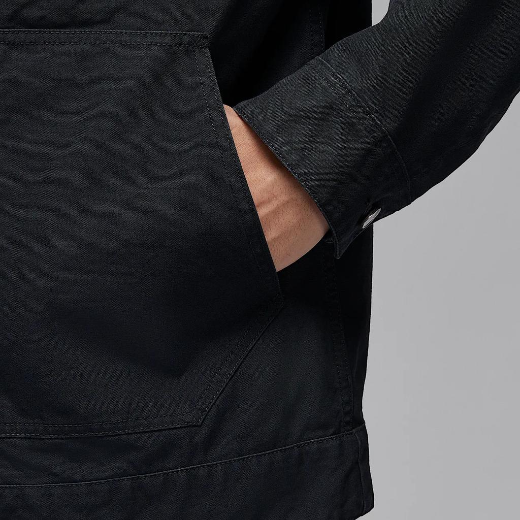 Jordan Essentials Chicago Locker gewebte Oversize-Jacke mit überschnittenen Schultern und langen Ärmeln für Herren, Jacke Schwarz HF9318010