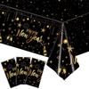 Black Gold New Year Theme Festival Disposable Tablecloths, Party Tableware, Scene Decoration Supplies