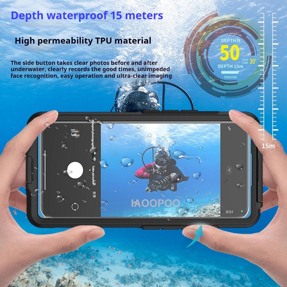 Wodoodporne etui do nurkowania i pływania, 15 metrów głębokości, dla Honor 400 300 200 Pro Ultra, Huawei Nova 14 13 Pro Ultra, z przyciskiem telefonu