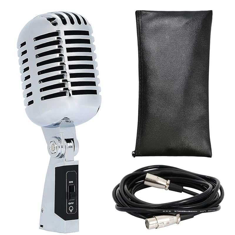 

[333 Products]Dynamic microphone Skeleton type silver storage bag Comes with 5m Cannon (XLR) cable