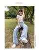 Spring/Summer 2024 Light Ripped High-Waist Wide-Leg Jeans for Women