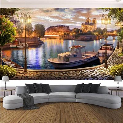 Scenario dei porti del Golfo europeo 3D Murale Carta da parati Soggiorno Camera da letto TV Sfondo Muro Decorazioni per la casa