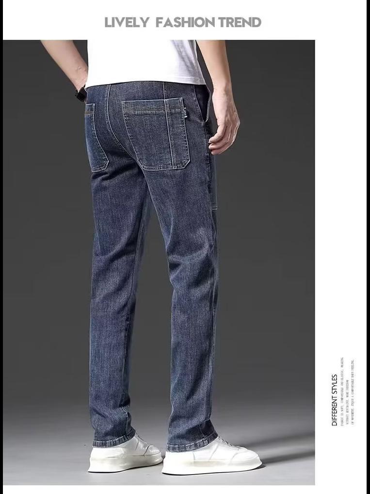 Elastické pánské slim straight džíny s více kapsami - Trendy a všestranné pro podzimní/zimní ležérní módu