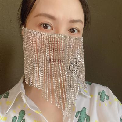 Yeni Parıldayan Püskül Maske Etnik Stil Makyaj Topu Kristal Maske Aksesuarları Yüz Maskesi