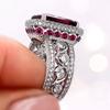 Luxury High-End Design Inlaid Zircon Ring, Square Diamond Temperament Ring For Women, Court Banquet Jewelry
