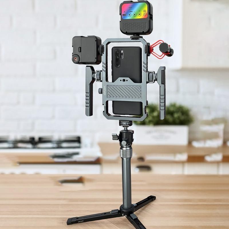 Professioneller Smartphone-Käfig Doppelgriff-Design Mehrere Kalt Schuh Halterungen 1/4 Zoll Schraubloch Universell Kompatibilität